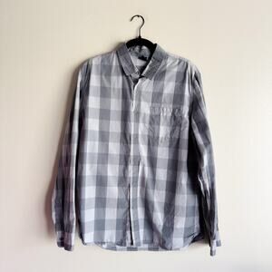 Oakley Grey Plaid Button Up Collared Top Large Casual